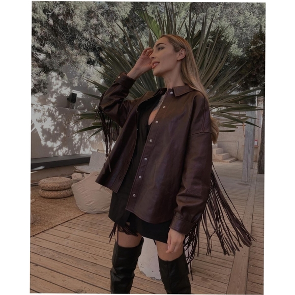 Zara Fringe Leather Overshirt 